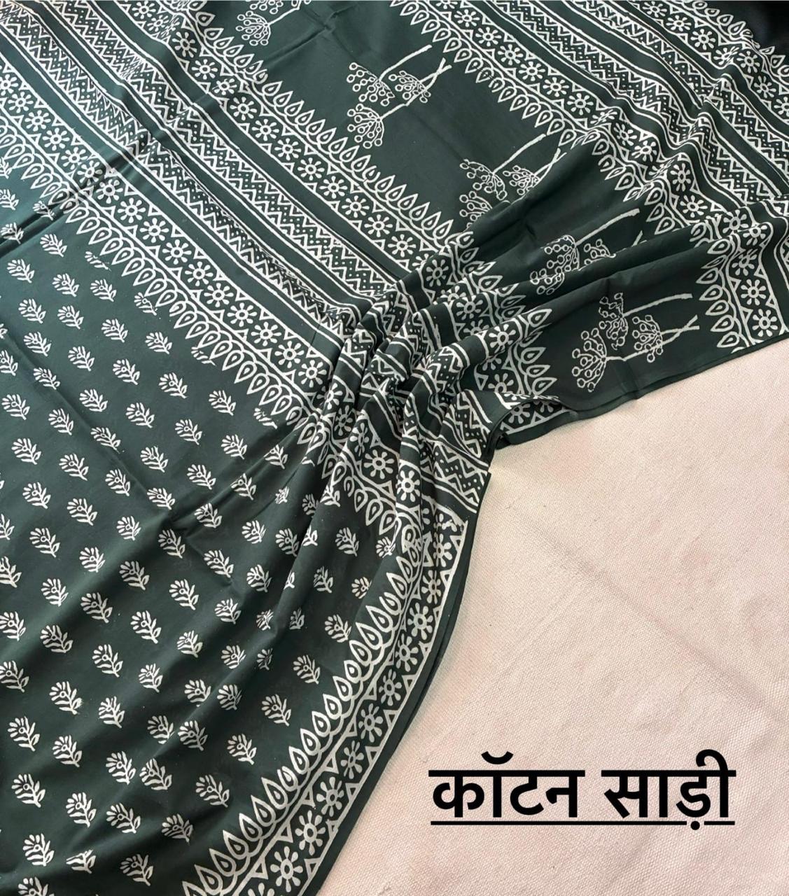 Hand Block Printing Saree In Mulmul Fabric