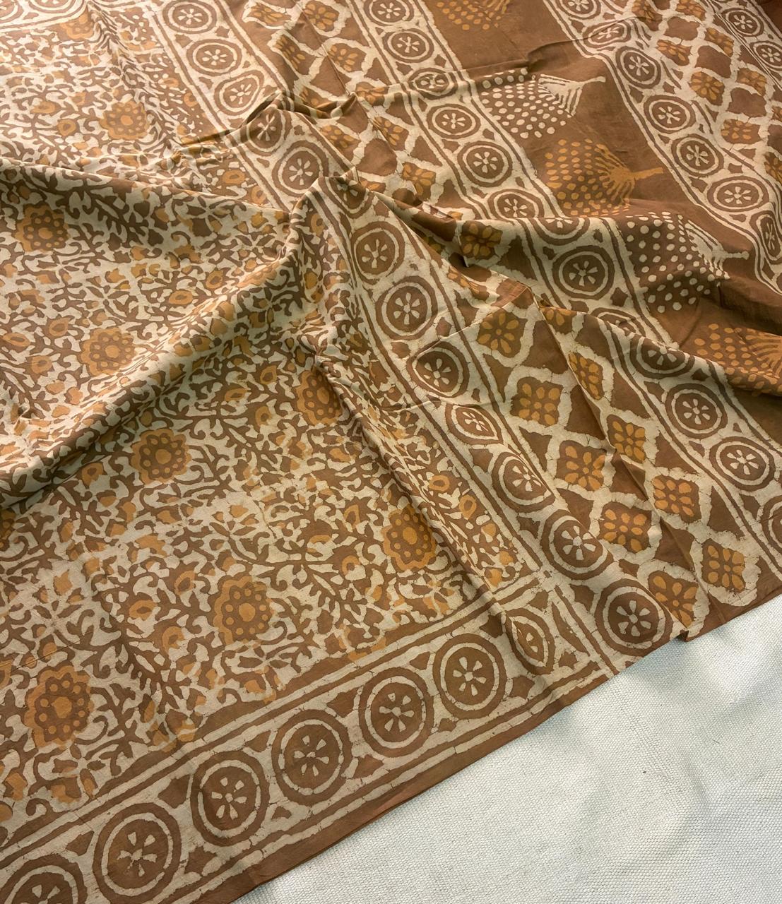 Hand Block Printing Saree In Mulmul Fabric