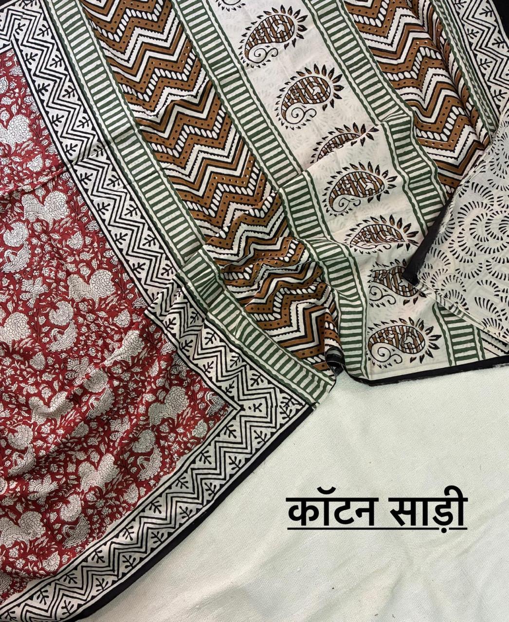 Hand Block Printing Saree In Mulmul Fabric