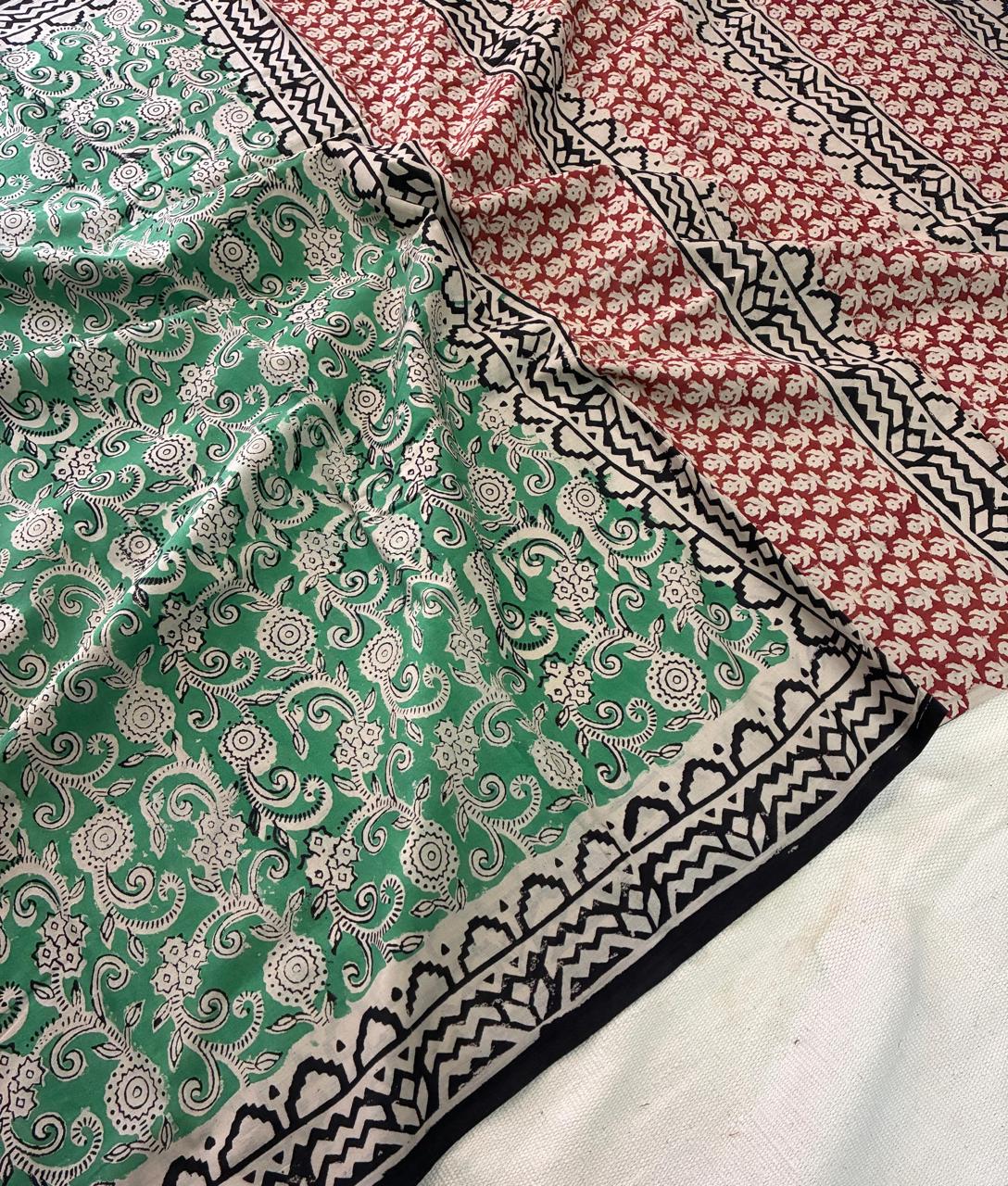 Hand Block Printing Saree In Mulmul Fabric