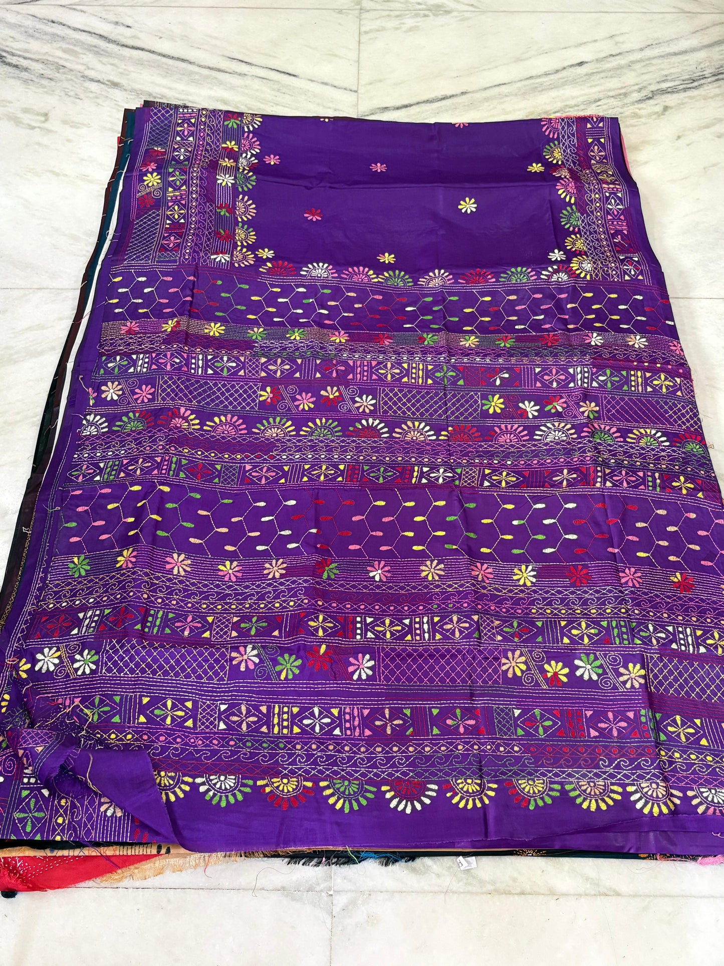 Lambani Hand Crafted Kantha Stitch Saree
