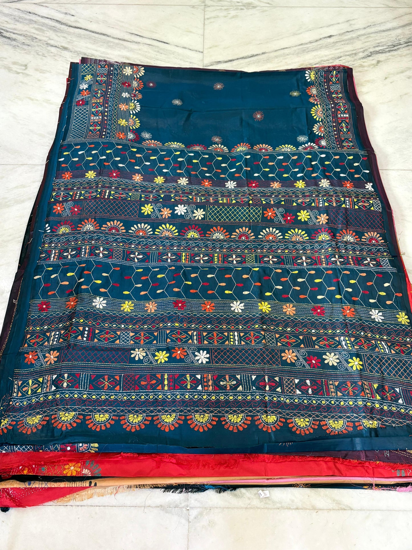 Lambani Hand Crafted Kantha Stitch Saree