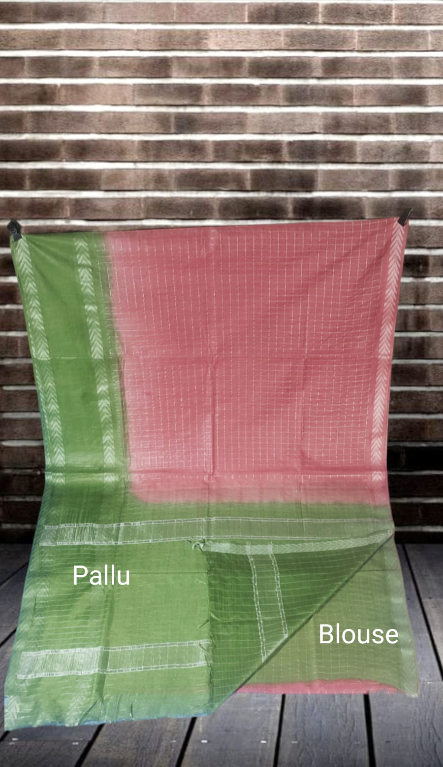 Mini Checks Kota Silk Saree With Hand Shibori