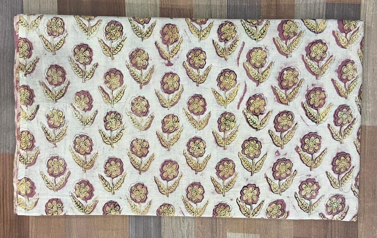 Hand Block Printing Fabric with Synthetic Colors