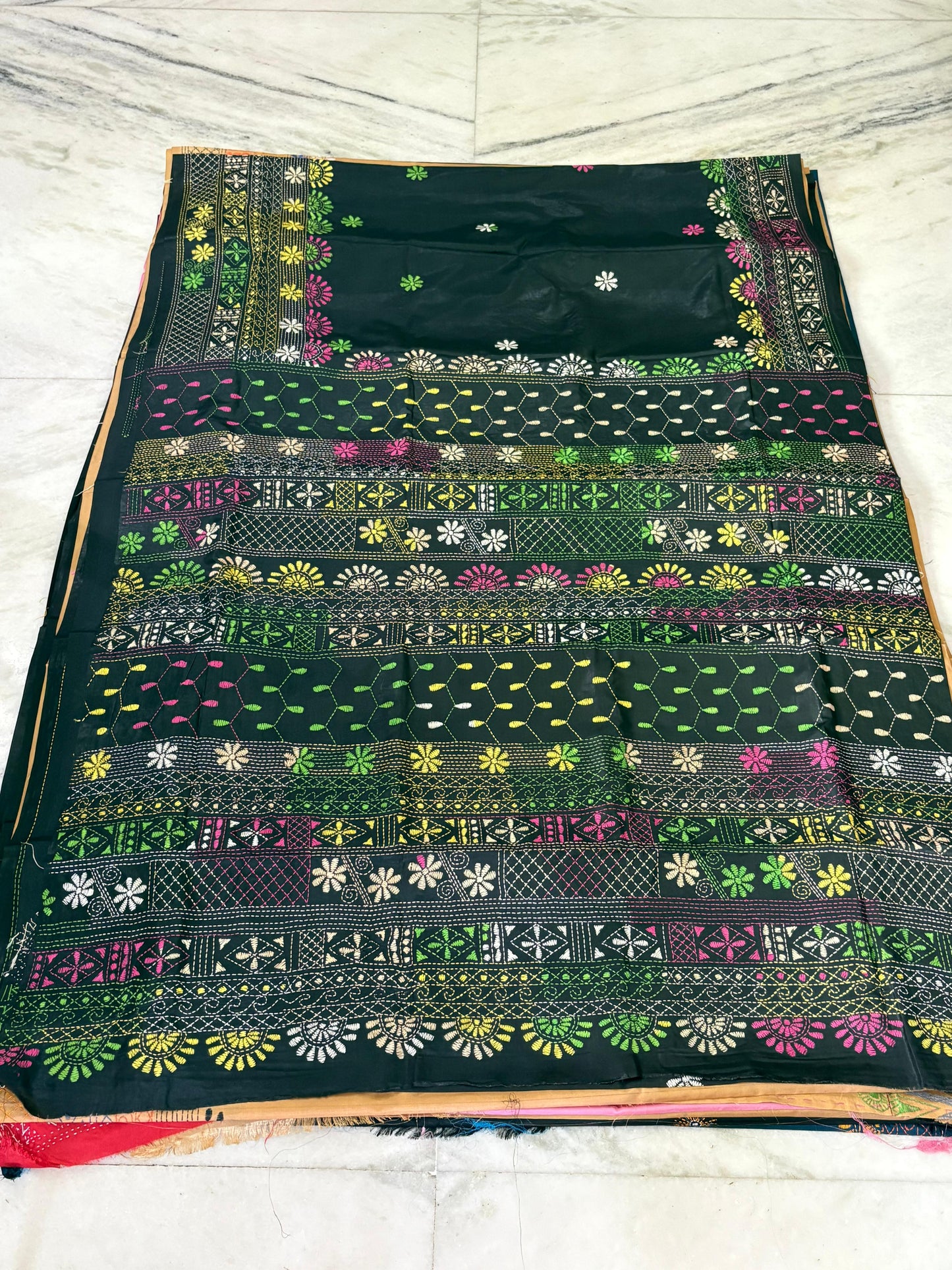Lambani Hand Crafted Kantha Stitch Saree