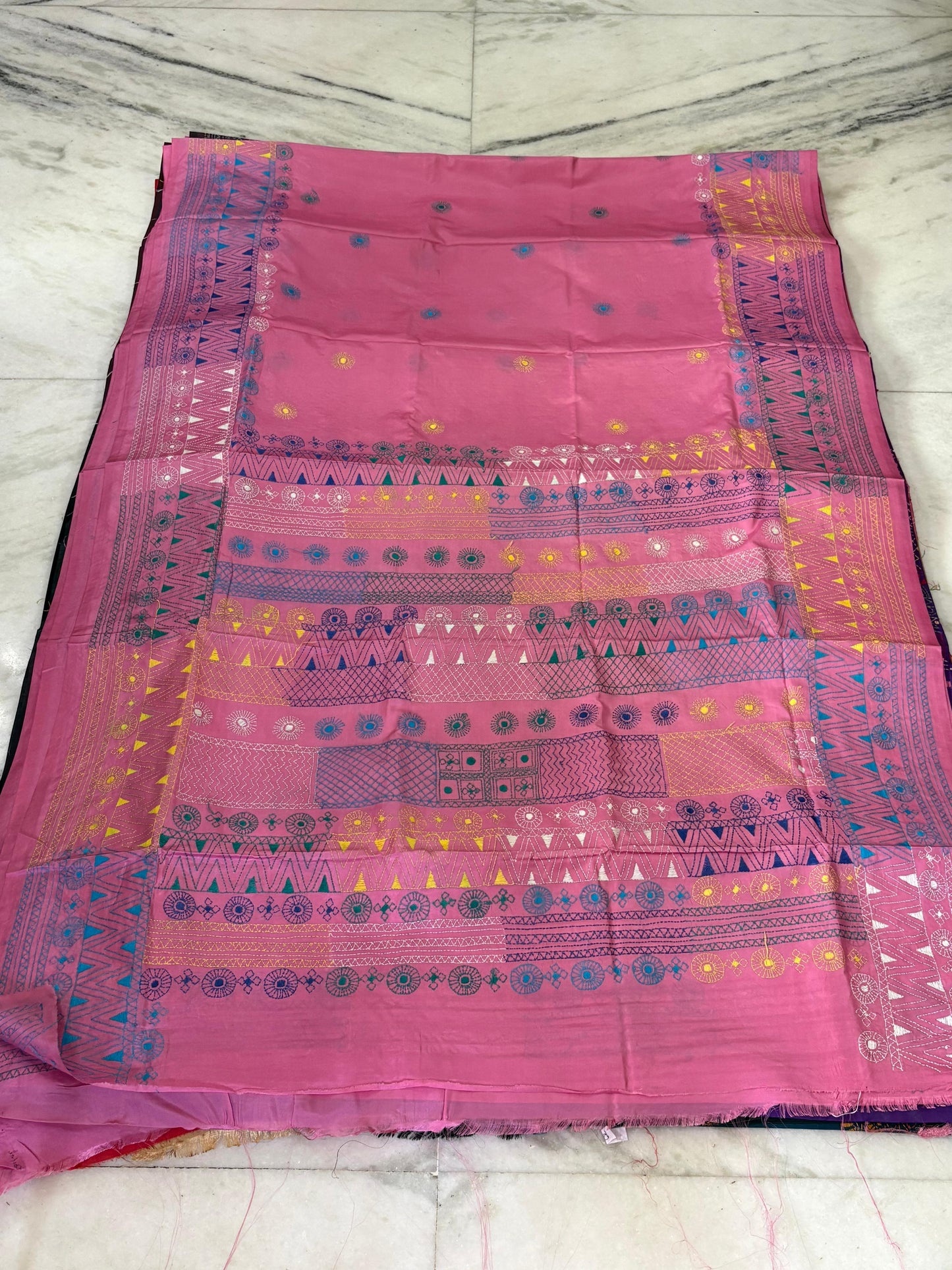 Lambani Hand Crafted Kantha Stitch Saree