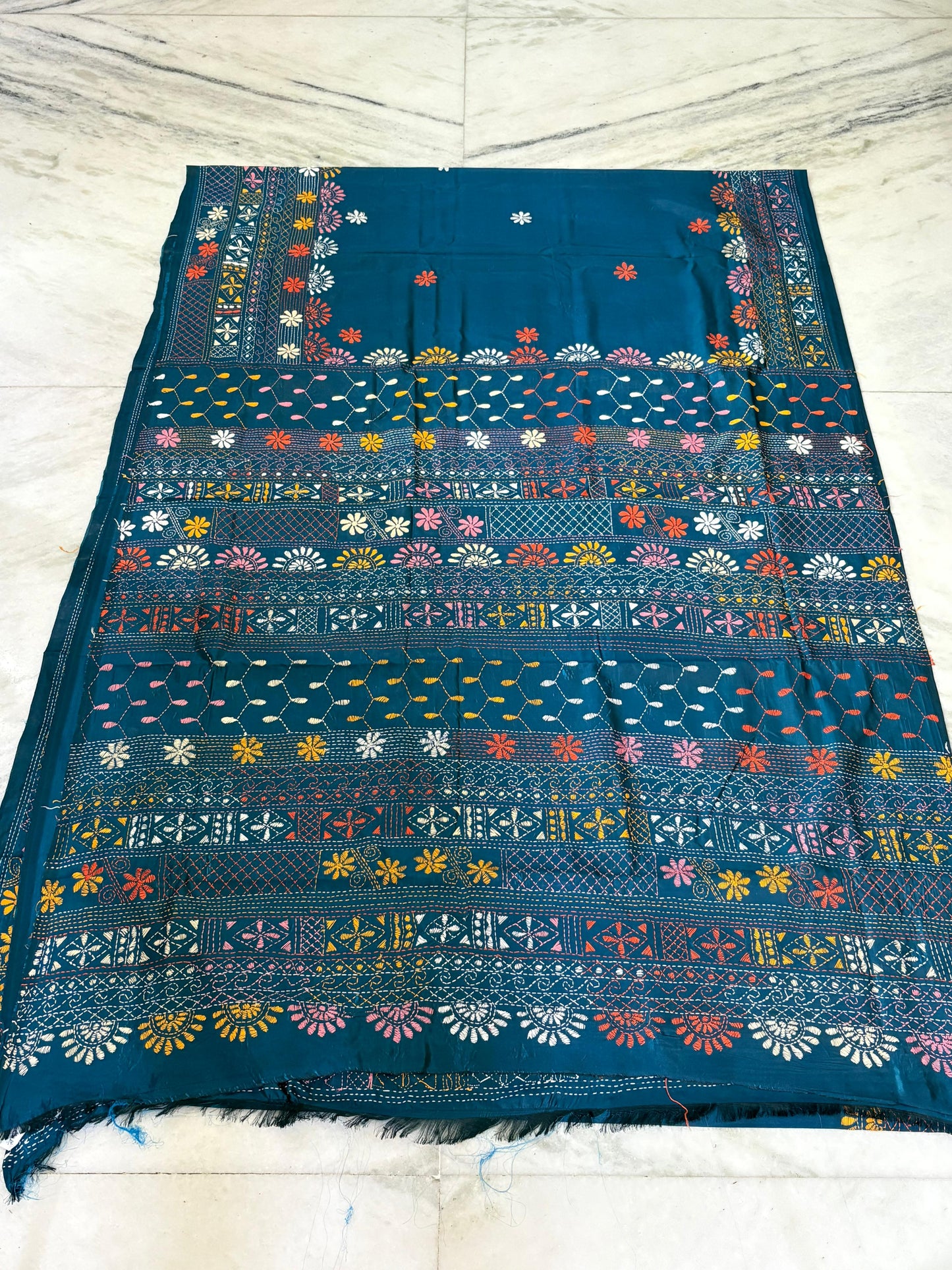 Lambani Hand Crafted Kantha Stitch Saree