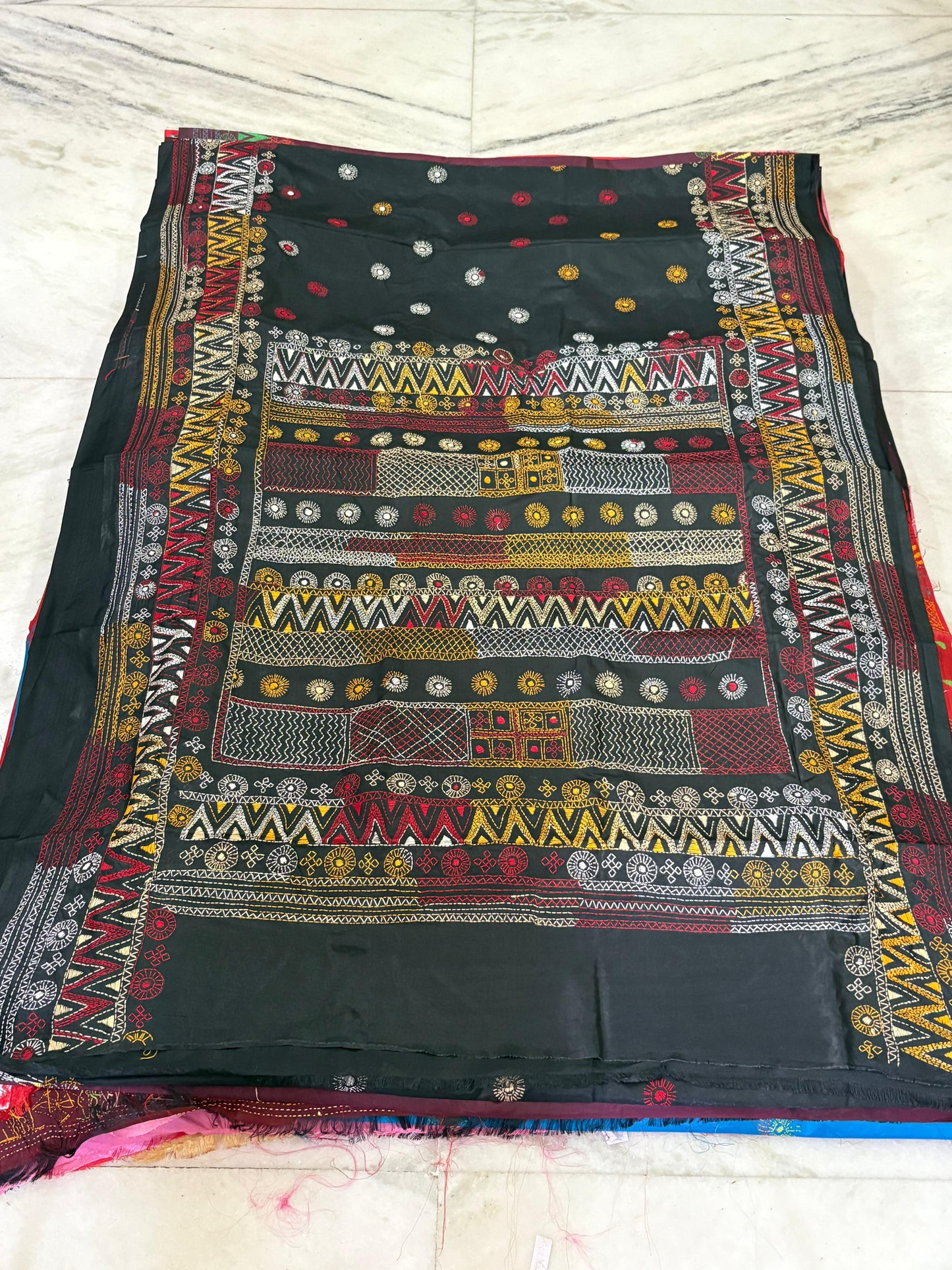 Lambani Hand Crafted Kantha Stitch Saree
