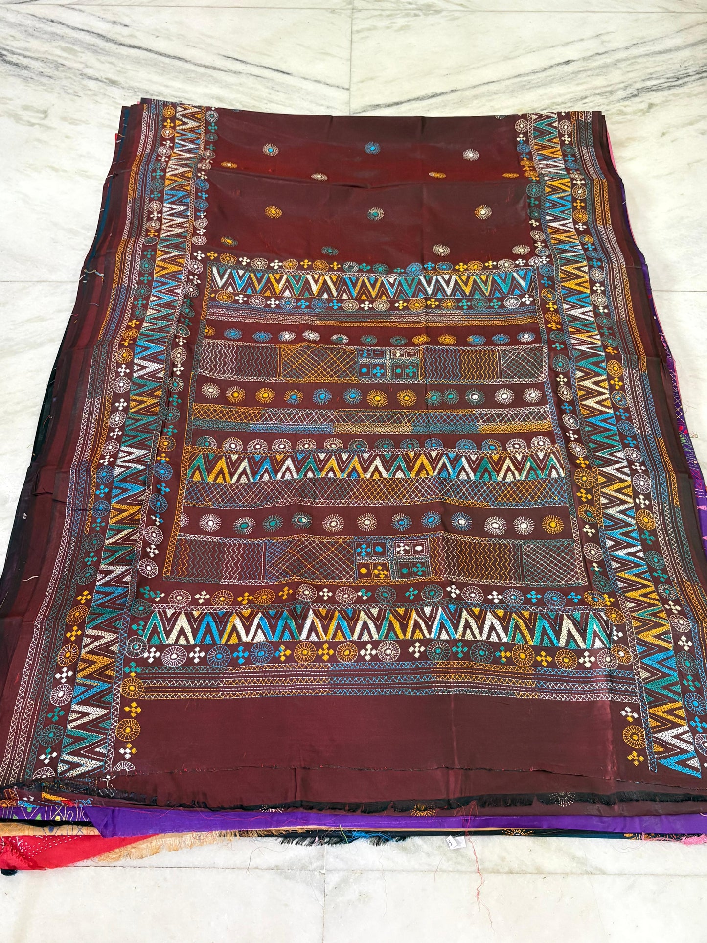 Lambani Hand Crafted Kantha Stitch Saree