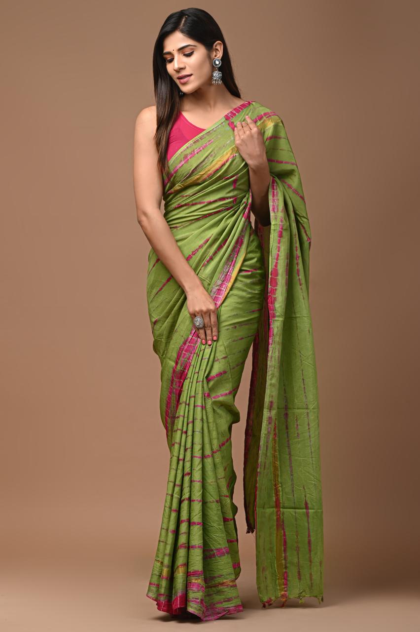 Assam Silk Saree with Hand Block Printing Craft