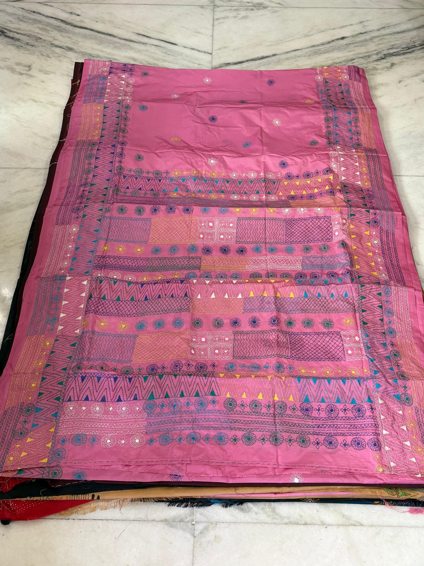 Lambani Hand Crafted Kantha Stitch Saree