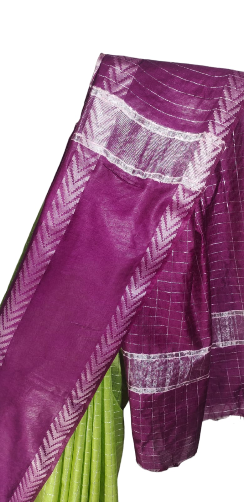 Mini Checks Kota Silk Saree With Hand Shibori