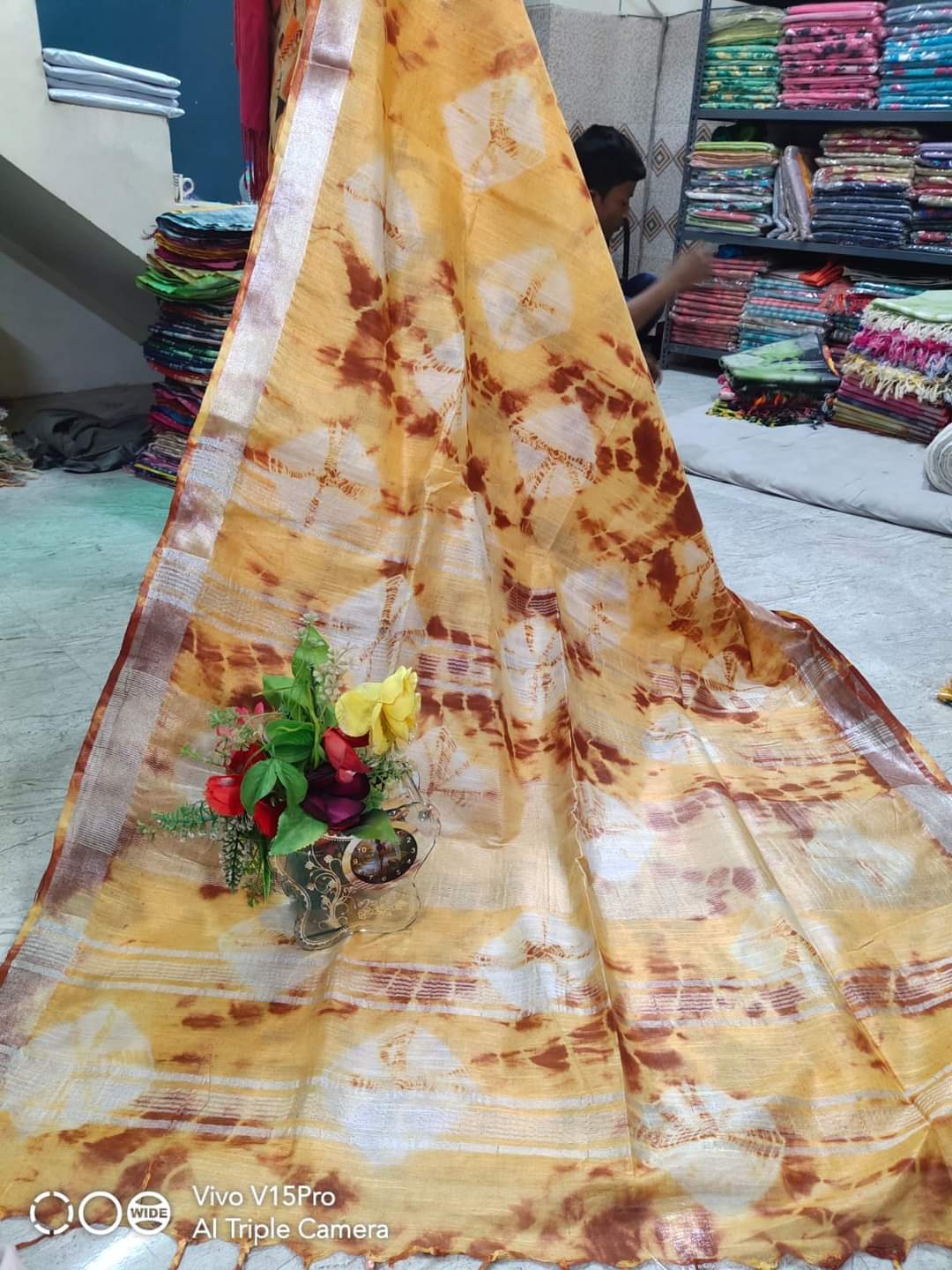 Handcrafted Shibori & Bandhani Technique Saree
