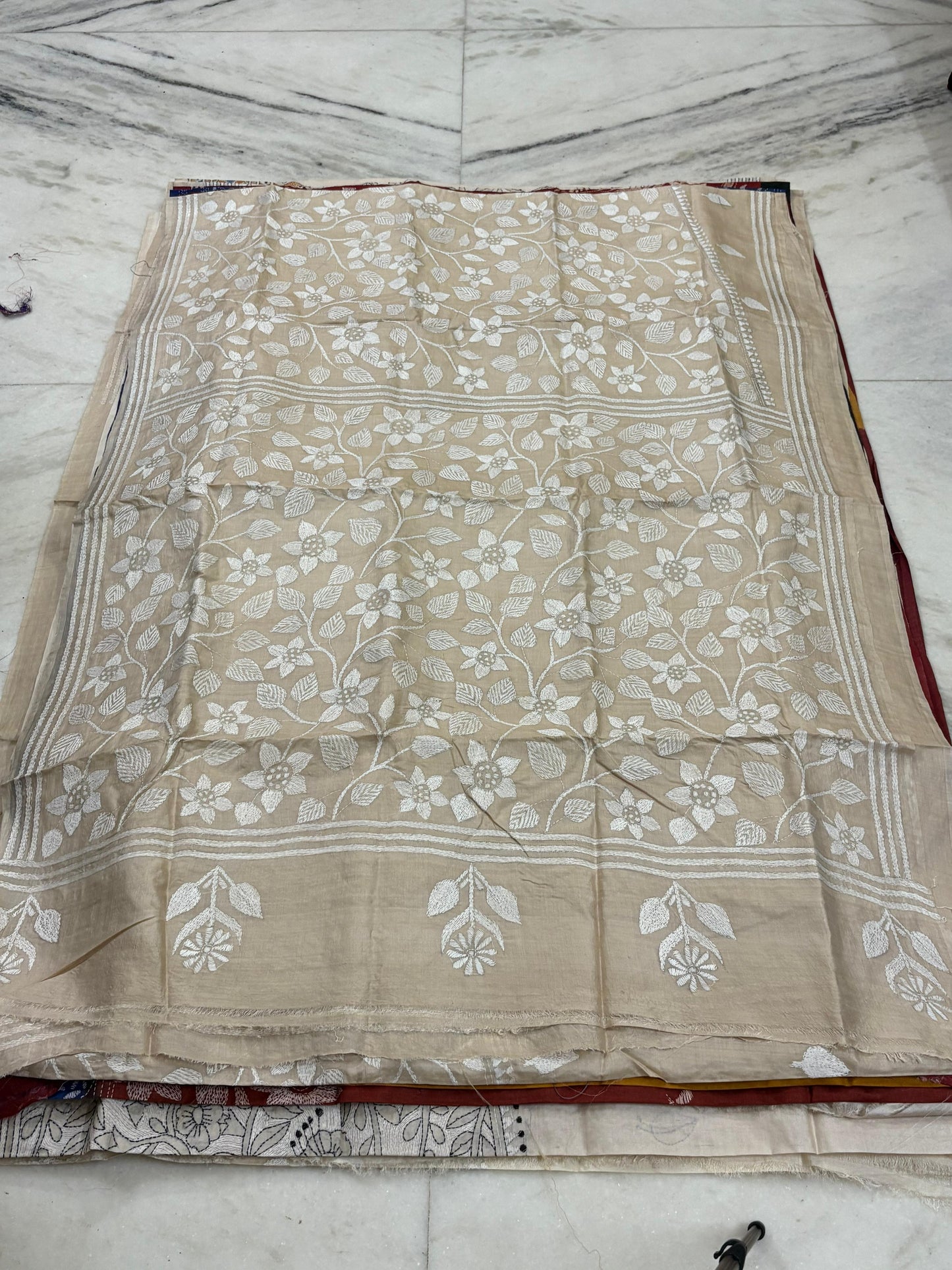 Pure Gachhi Tussar Handicrafts Kantha Stitch Saree