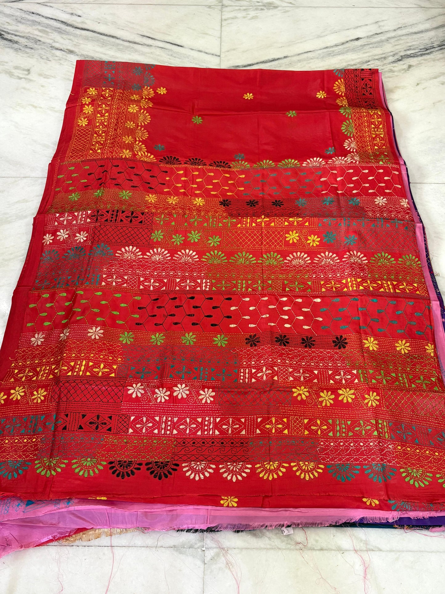 Lambani Hand Crafted Kantha Stitch Saree