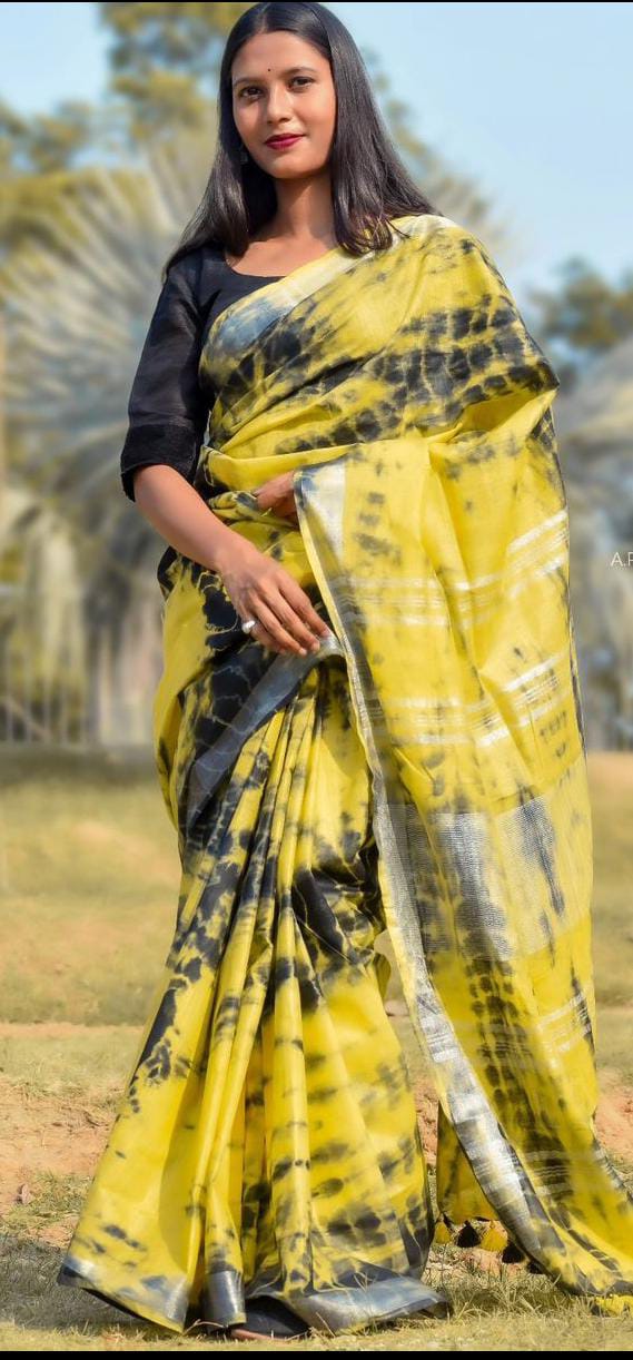 Handcrafted Shibori & Bandhani Technique Saree