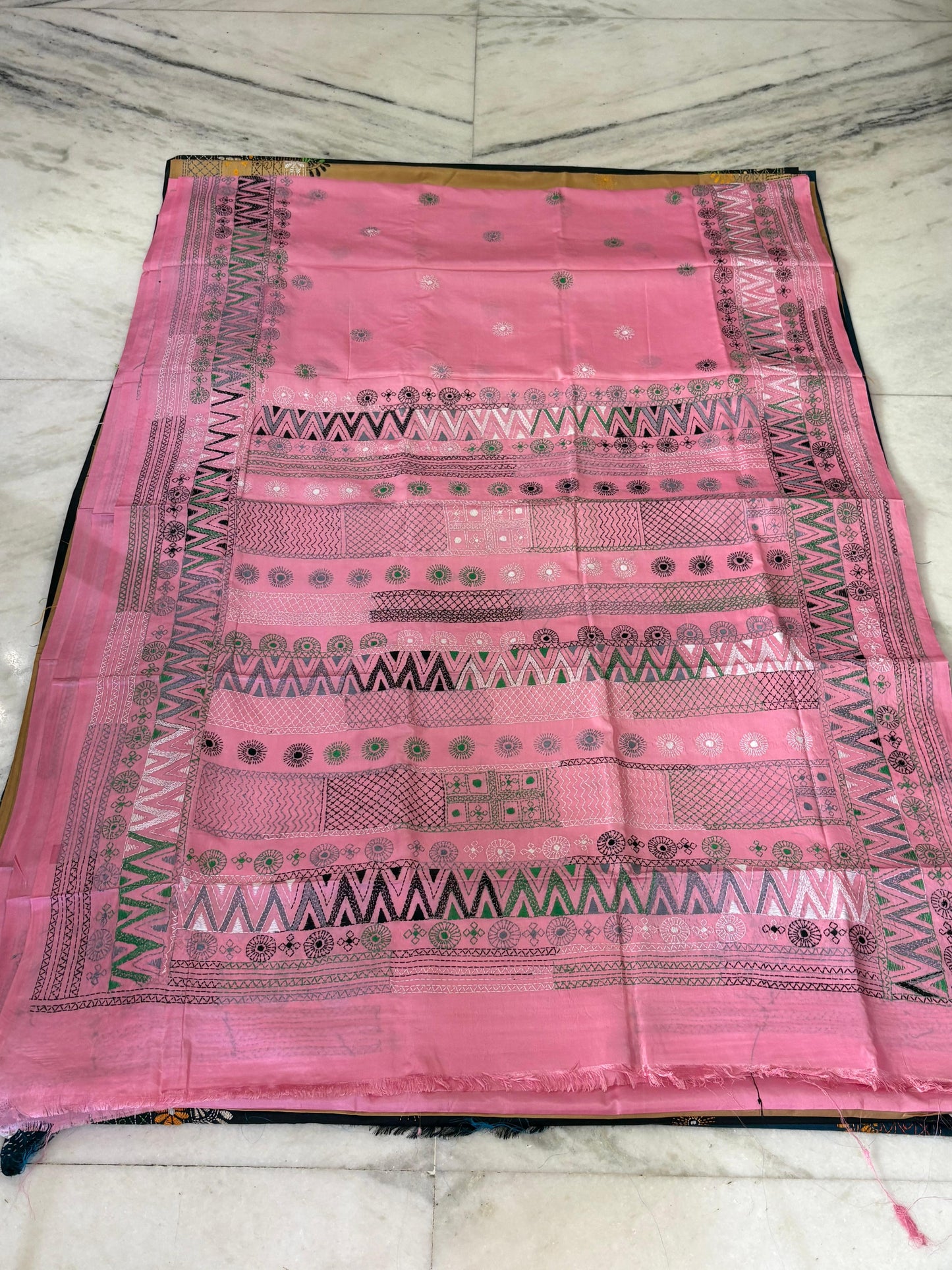 Lambani Hand Crafted Kantha Stitch Saree