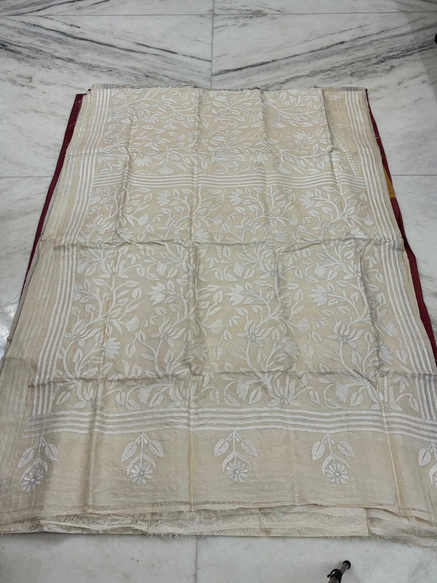 Pure Gachhi Tussar Handicrafts Kantha Stitch Saree