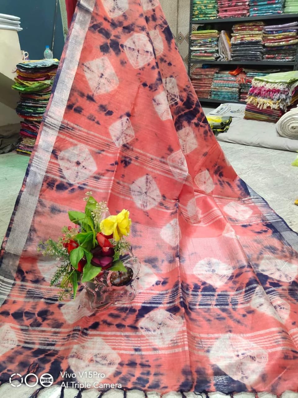 Handcrafted Shibori & Bandhani Technique Saree