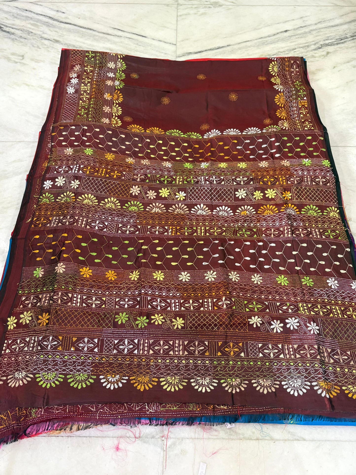 Lambani Hand Crafted Kantha Stitch Saree