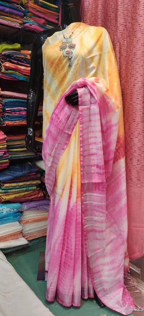 Handcrafted Shibori & Bandhani Technique Saree
