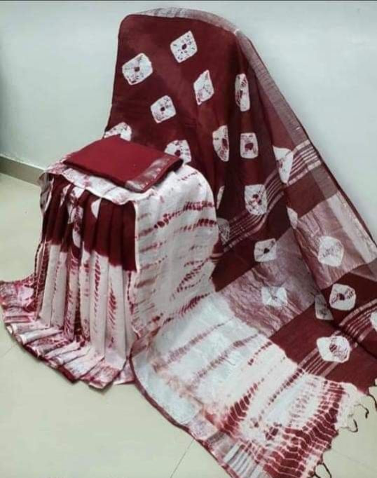 Handcrafted Shibori & Bandhani Technique Saree
