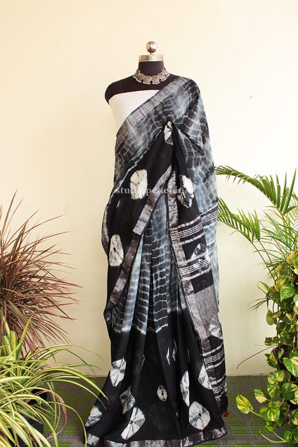 Handcrafted Shibori & Bandhani Technique Saree