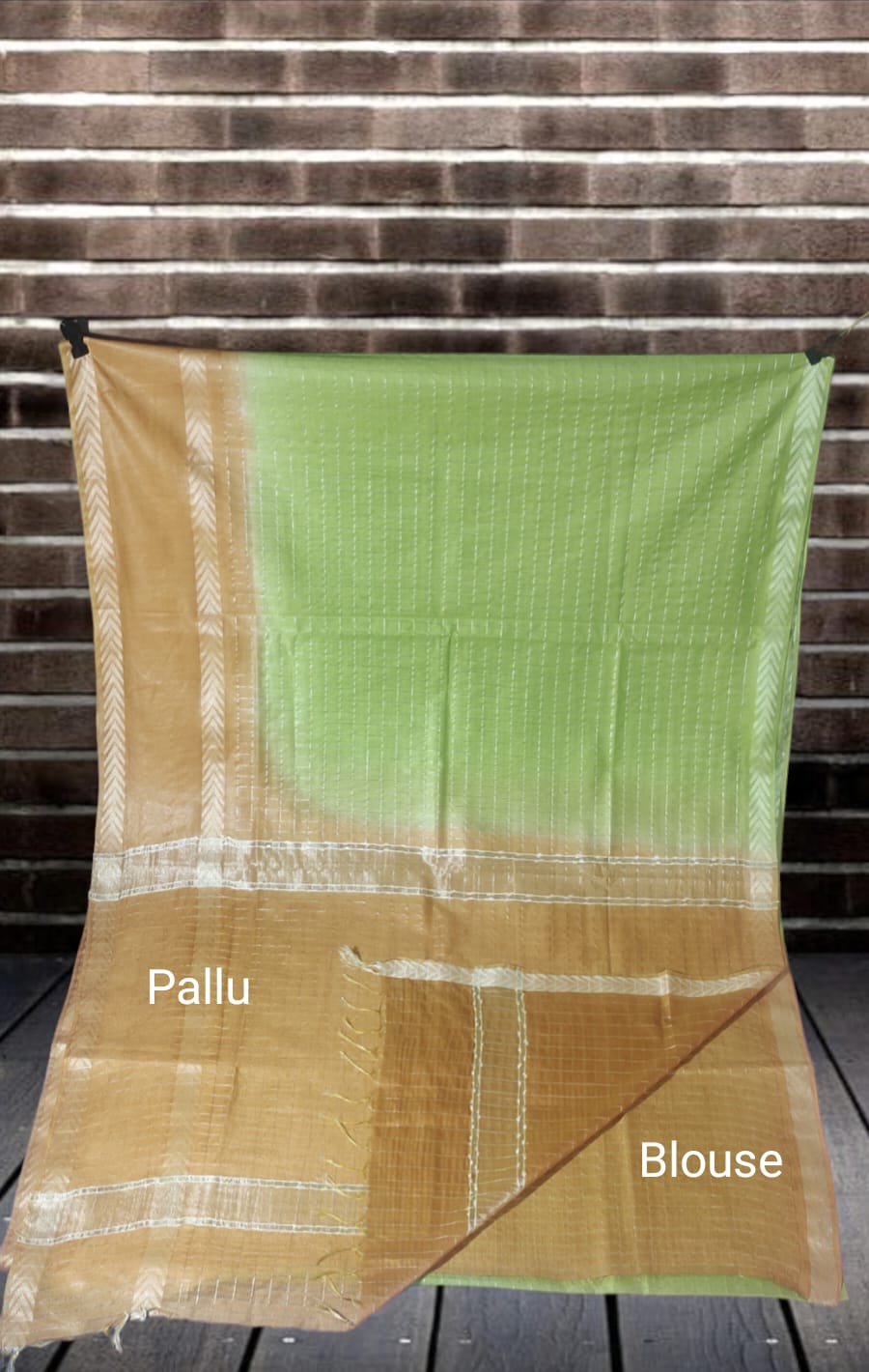 Mini Checks Kota Silk Saree With Hand Shibori