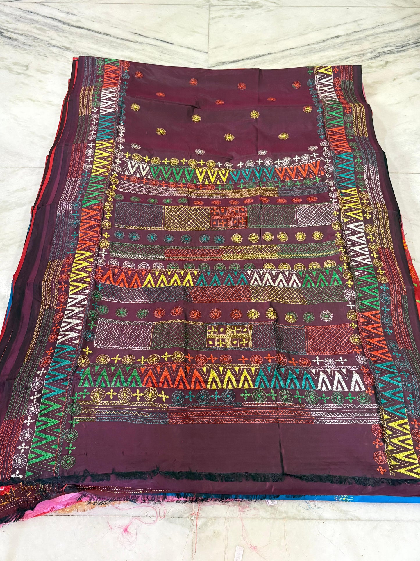 Lambani Hand Crafted Kantha Stitch Saree
