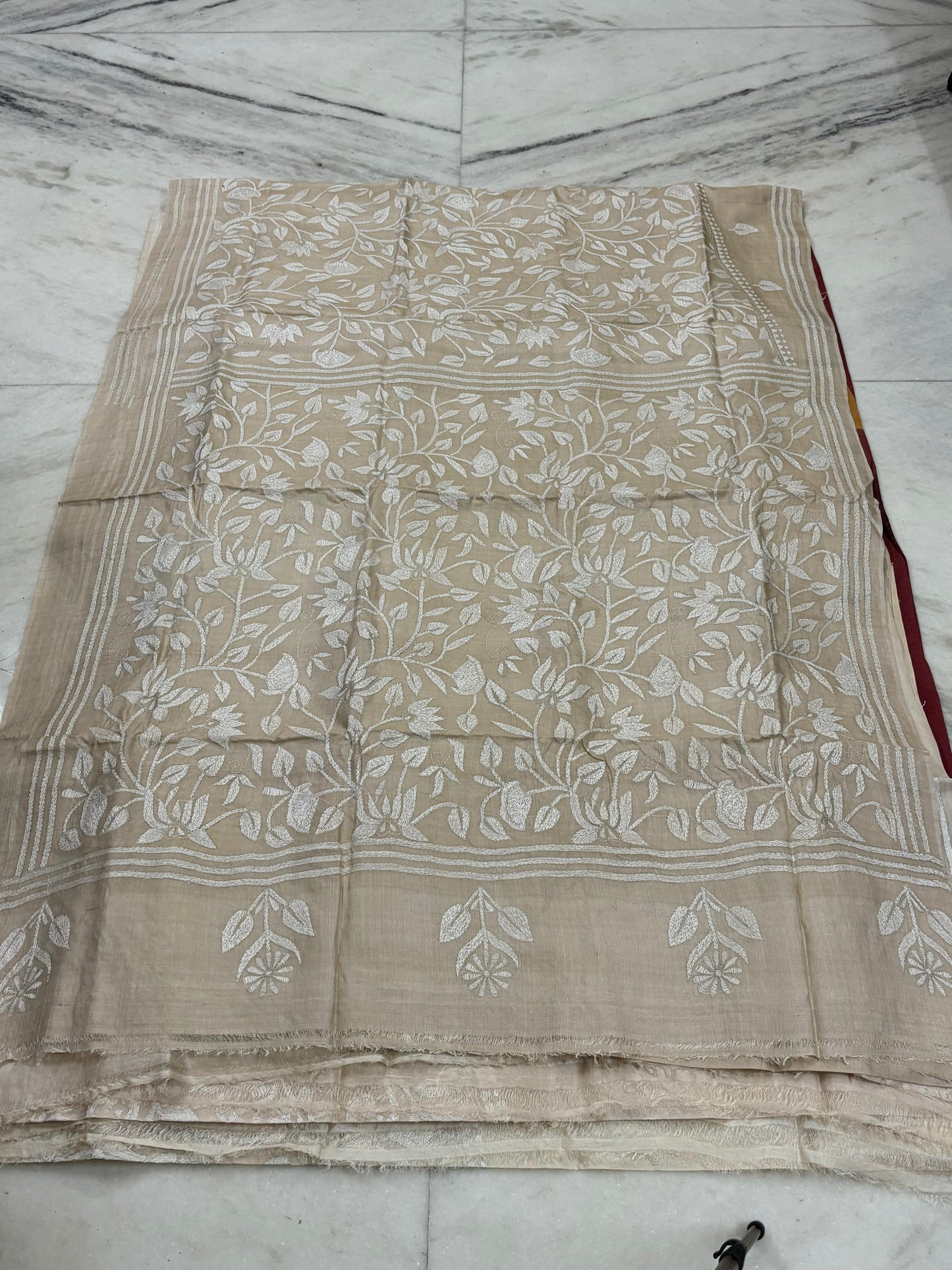 Pure Gachhi Tussar Handicrafts Kantha Stitch Saree