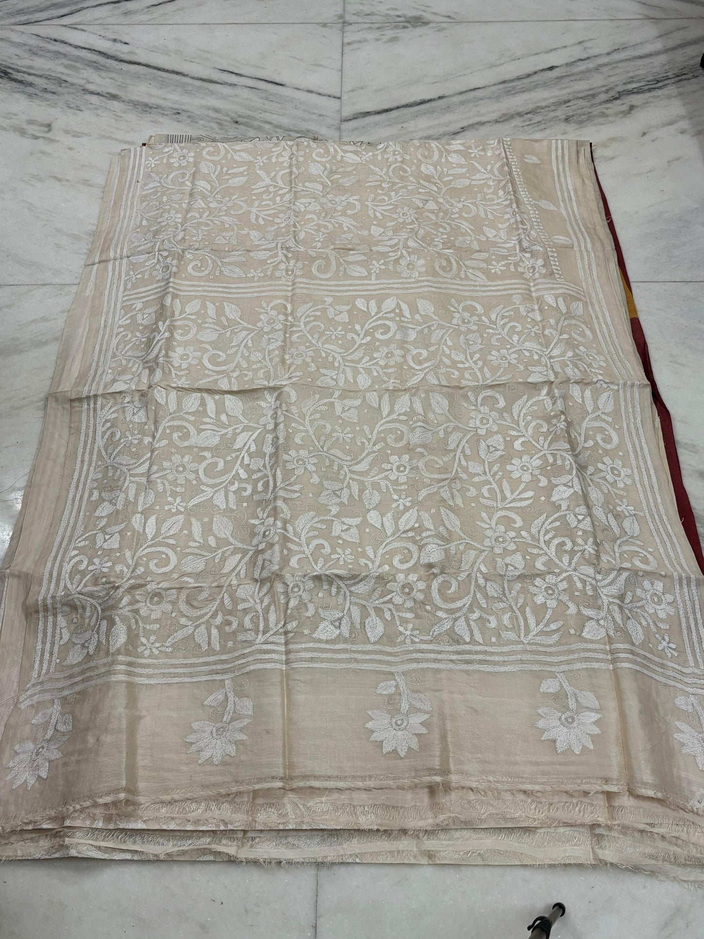 Pure Gachhi Tussar Handicrafts Kantha Stitch Saree