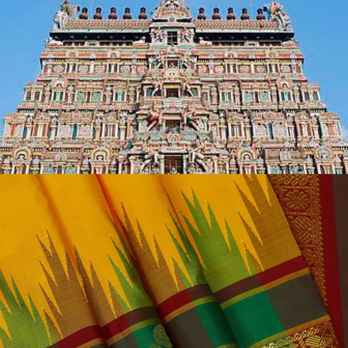 Temple Border Silk Blended Saree @ Rs. 649/-