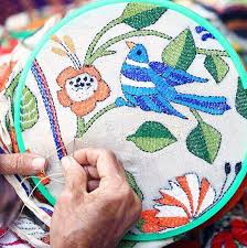 Blended Bangalore Silk Hand Crafted Kantha Stitch Saree @ Rs. 2,499/-