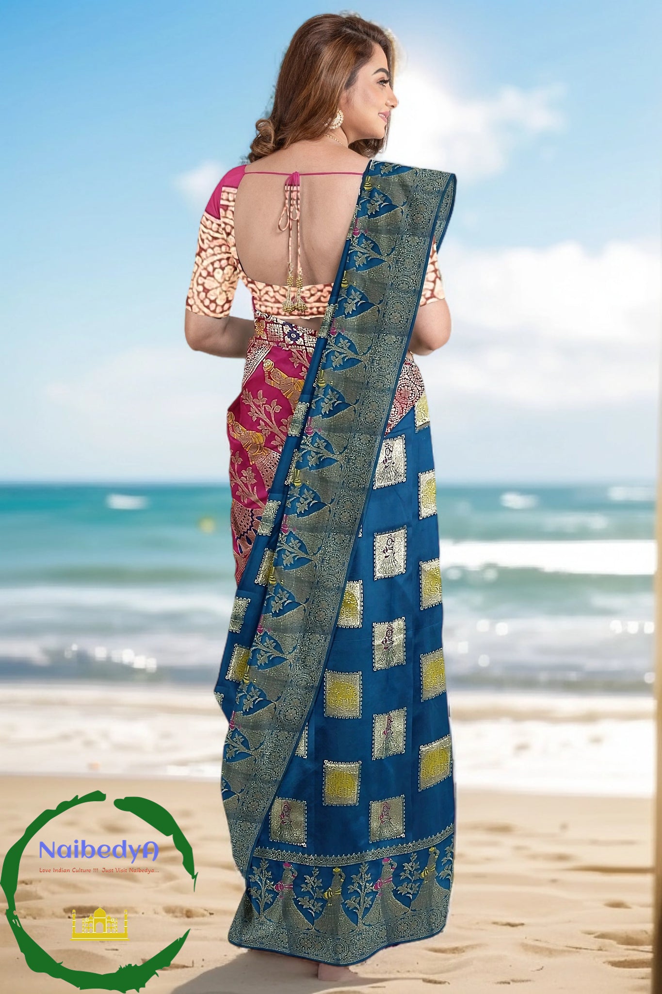 Kuppadam Unique Block Design Silk Sari With Hand-Zari Work