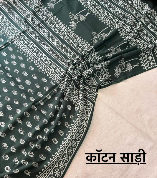 Hand Block Printing Saree In Mulmul Fabric