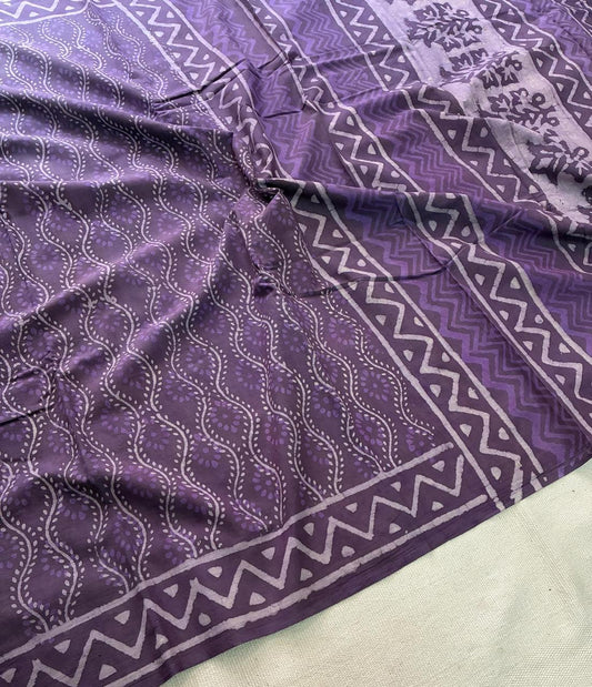 Hand Block Printing Saree In Mulmul Fabric