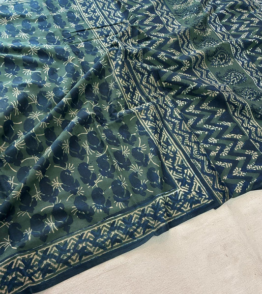 Hand Block Printing Saree In Mulmul Fabric