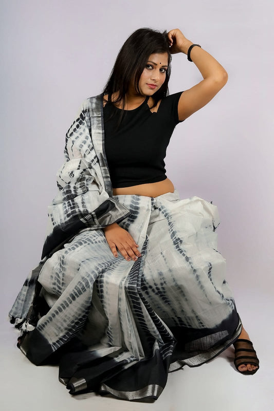 Handcrafted Shibori & Bandhani Technique Saree
