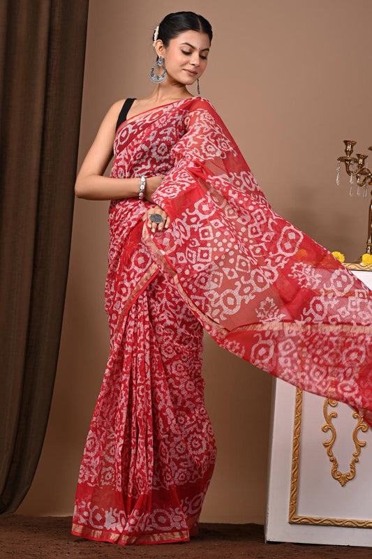 Hand Block Printing Saree on Kota Silk