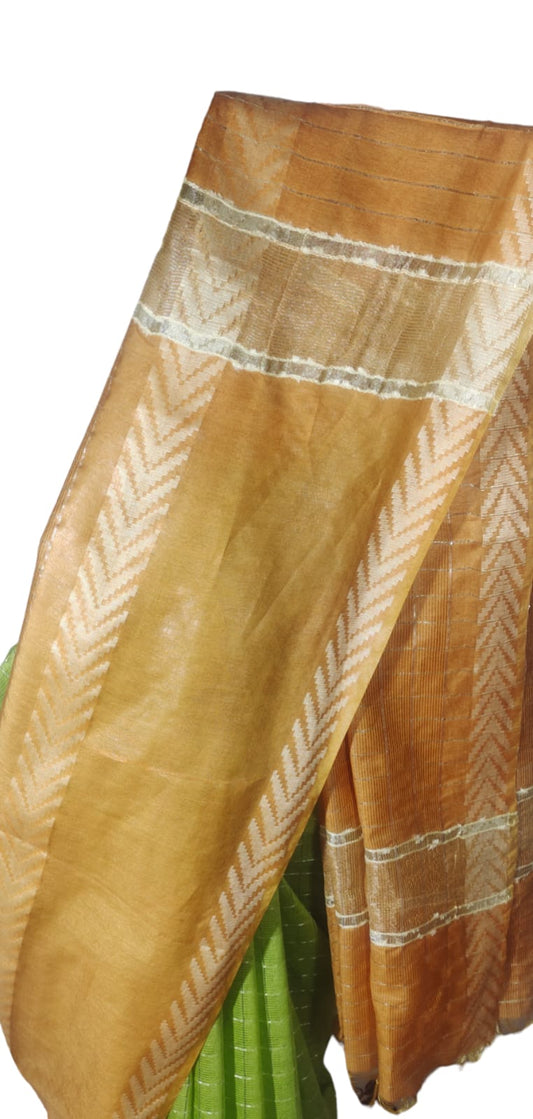 Mini Checks Kota Silk Saree With Hand Shibori