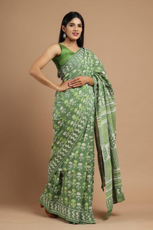 Hand Block Printing Saree with Miscellaneous Dyes