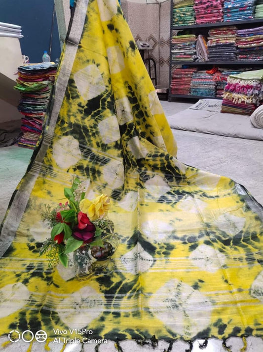 Handcrafted Shibori & Bandhani Technique Saree