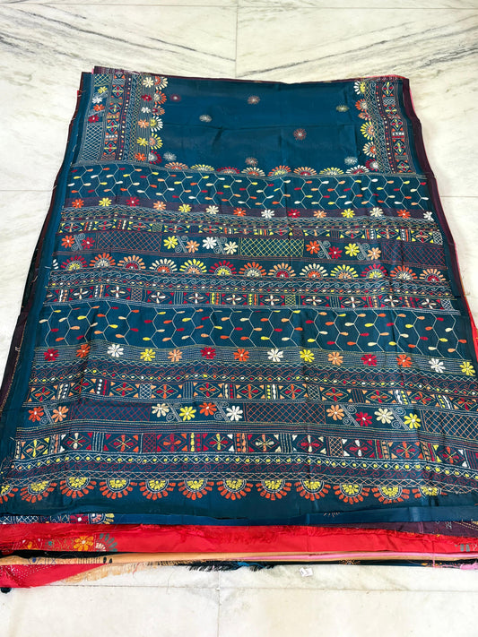 Lambani Hand Crafted Kantha Stitch Saree