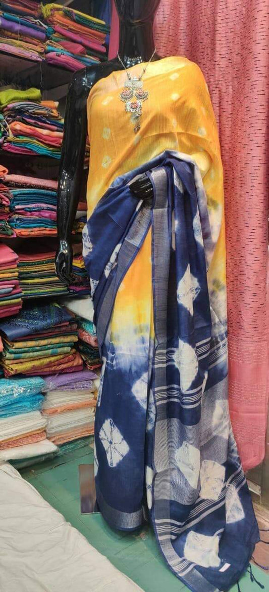 Handcrafted Shibori & Bandhani Technique Saree