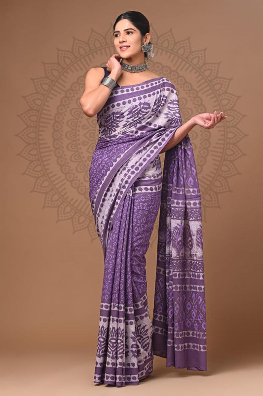 Hand Block Printing Saree with Miscellaneous Dyes