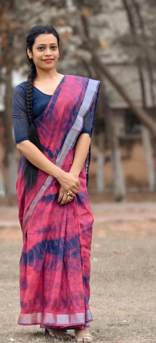 Handcrafted Shibori & Bandhani Technique Saree