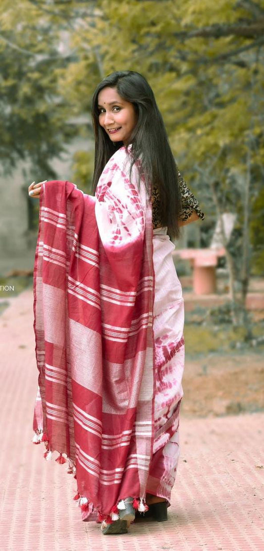 Handcrafted Shibori & Bandhani Technique Saree