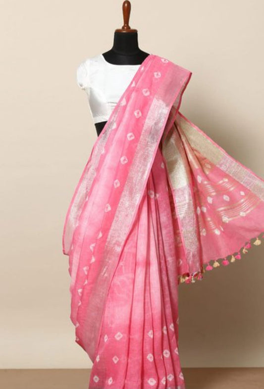 Handcrafted Shibori & Bandhani Technique Saree