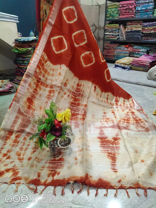 Handcrafted Shibori & Bandhani Technique Saree
