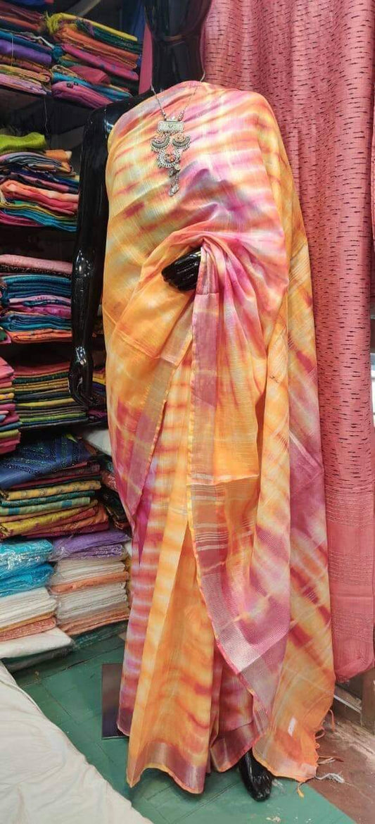 Handcrafted Shibori & Bandhani Technique Saree